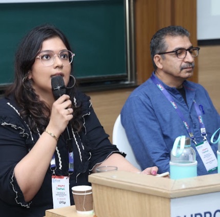 Vatsla Srivastava on a panel at an internet governance forum
